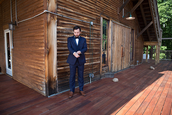 Bride & Groom first look at The Barn at Valhalla Chapel Hill