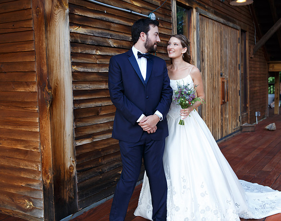 Bride & Groom first look at The Barn at Valhalla Chapel Hill