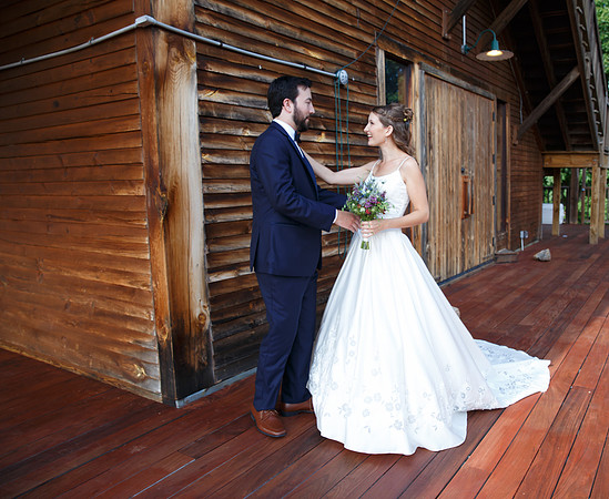 Bride & Groom first look at The Barn at Valhalla Chapel Hill