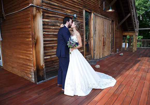 Bride & Groom first look at The Barn at Valhalla Chapel Hill