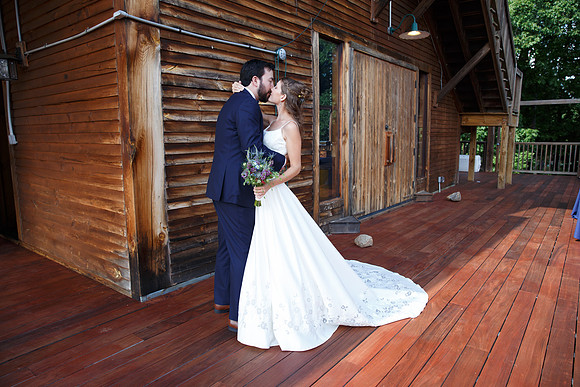 Bride & Groom first look at The Barn at Valhalla Chapel Hill