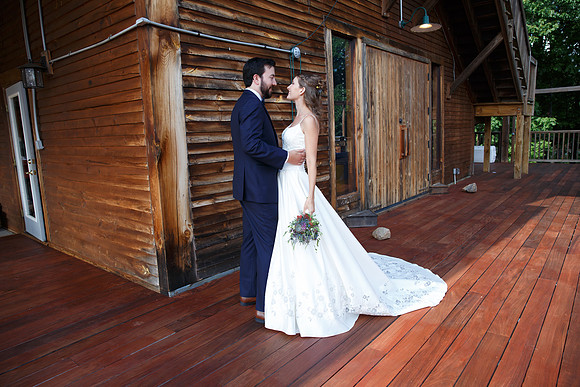 Bride & Groom first look at The Barn at Valhalla Chapel Hill