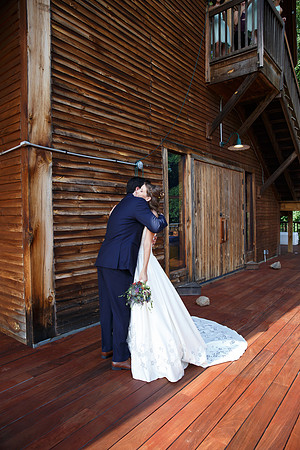 Bride & Groom first look at The Barn at Valhalla Chapel Hill