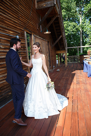 Bride & Groom first look at The Barn at Valhalla Chapel Hill