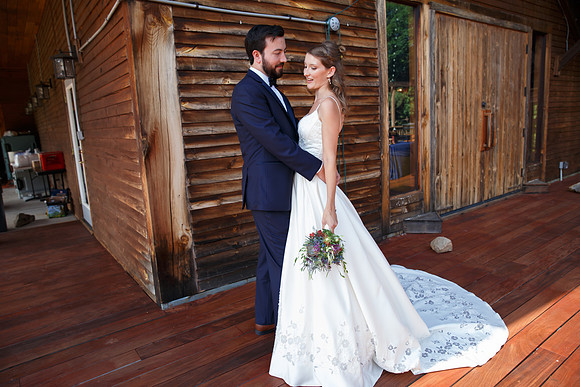 Bride & Groom first look at The Barn at Valhalla Chapel Hill